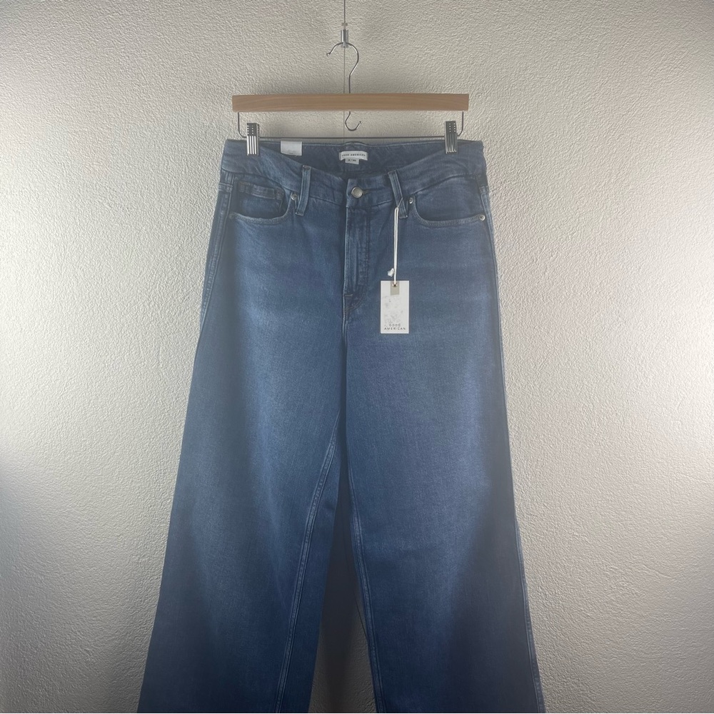 Good American l 8/29 Good Slouch High Rise Wide Flare Leg Stretch Denim Jeans